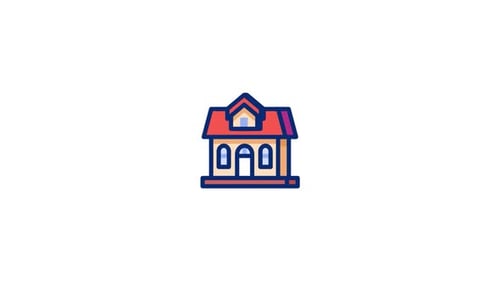 Minimalist House Icon Drawing Animation