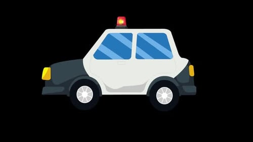 Police Cartoon Car Moving In The Loop
