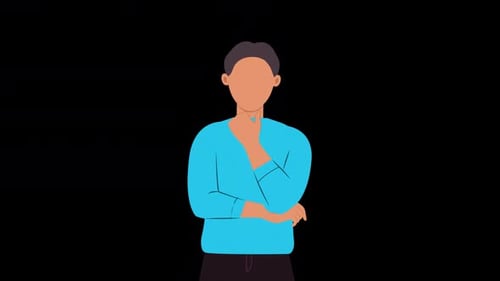 Animated Thinking Person Character in Flat Design Style