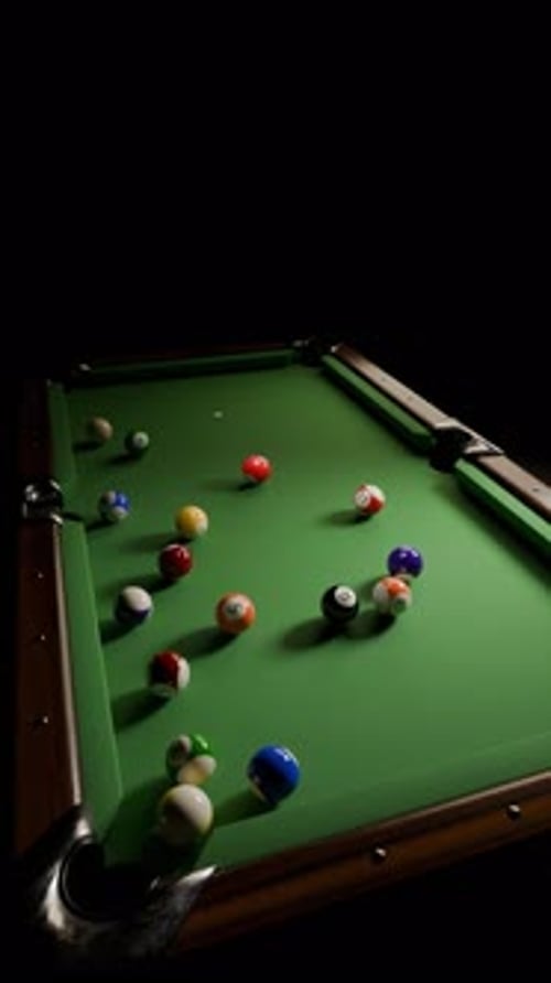 Realistic 3D Pool Table Break Shot Animation