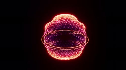 Glowing Futuristic Wireframe Abstract Sphere Network Reveal