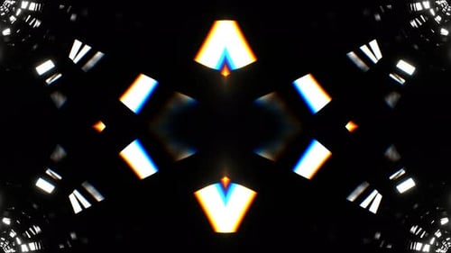 Schwebender Kaleidoskop-Hintergrund mit schwarzen und weißen Neonquadraten VJ Loop In 4K