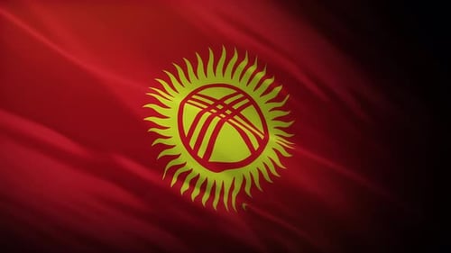 Realistic Waving Flag of Kyrgyzstan National Symbol