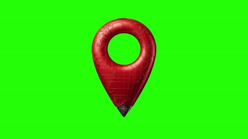 Animated 3D Red Globe Location Pointer Pin