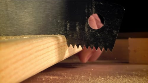 Sawing the Board Filmed on a Highspeed Camera at 1000 Fps