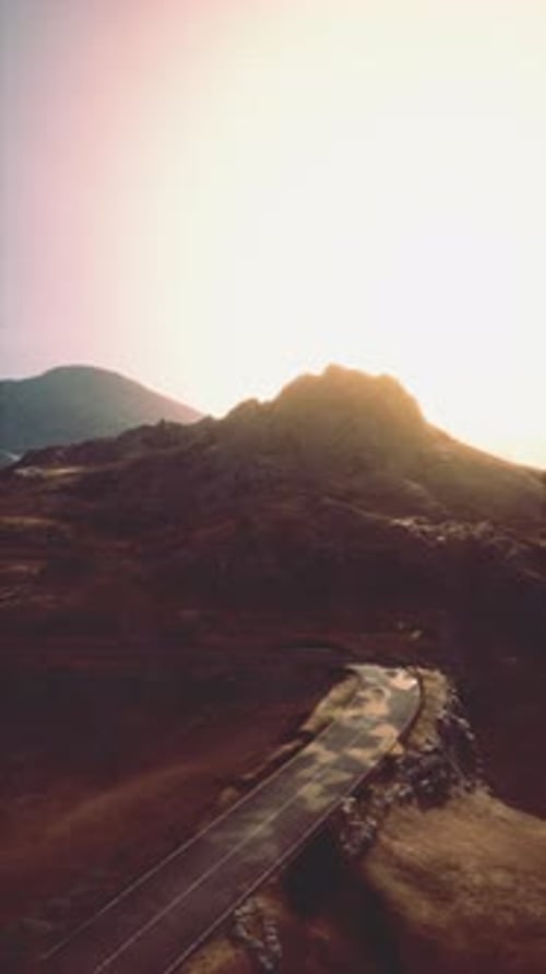 Aerial View of Train on Mountain Track