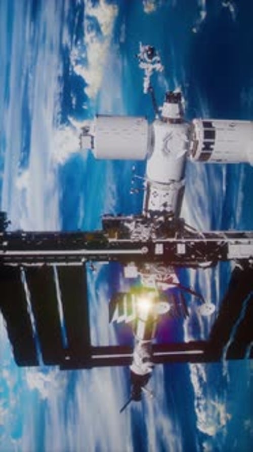 International Space Station Rotates Solar Panels In Outer Space Vertical