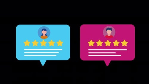 Animated User Review Rating Speech Bubbles Flat Design