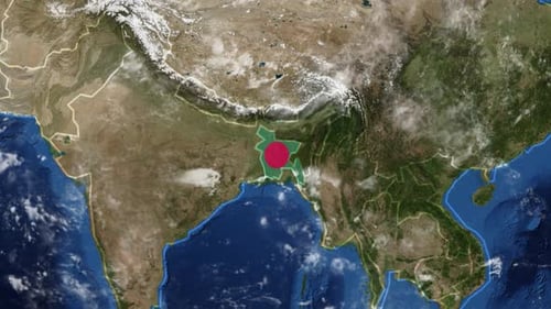 3D Earth Globe Zooms to Highlight Bangladesh