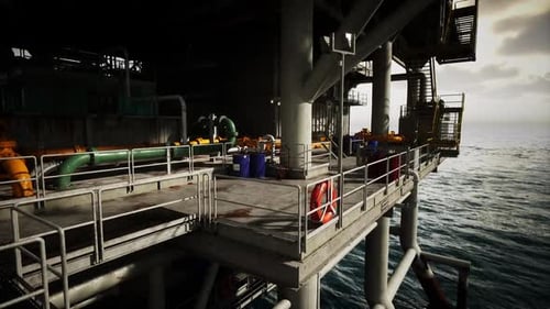 Old Oil Rig Platform in the Ocean