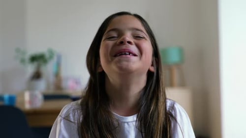 Joyful Child Bursting with Laughter, Real Life Laugh and Smile Close-Up