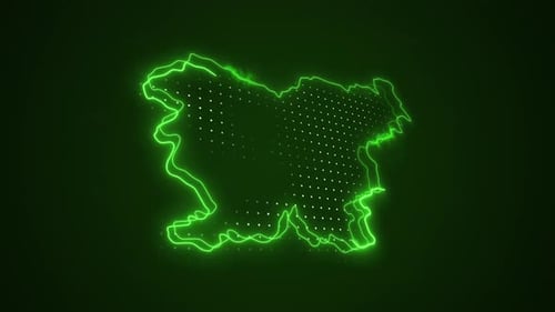 Animated Neon Green Country Map Outline Loop