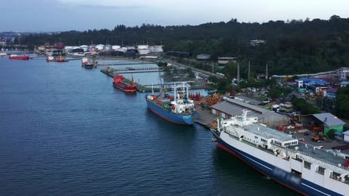 Port City Of Balikpapan And PT Pertamina Oil Refinery Plant In Kalimantan, Indonesia - Aerial Drone