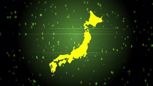 Futuristic Digital Map of Japan Reveal with Glitch Effects