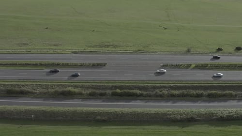 Horizontal pattern as vehicles drive on divided highway in Ireland