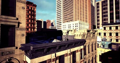 Urban Skyline Showcasing Diverse Architecture in a Bustling City Scene