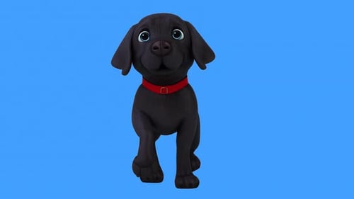 Un labrador retriever noir amusant en 3D (avec canal alpha inclus)