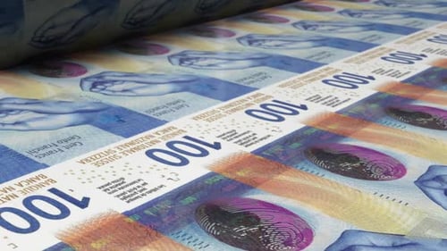 Swiss Franc 100 Banknotes Printing Industrial Process Loop