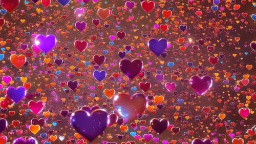 Farbenfroher romantischer Valentinstags-Rucksack mit leuchtenden Herzen in 3D