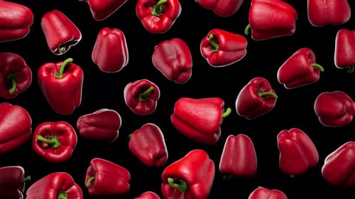 Nahtlos schwebende rote Paprika auf Alpha