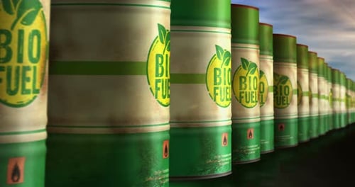 Animated Bio Fuel Barrels Loop for Green Energy