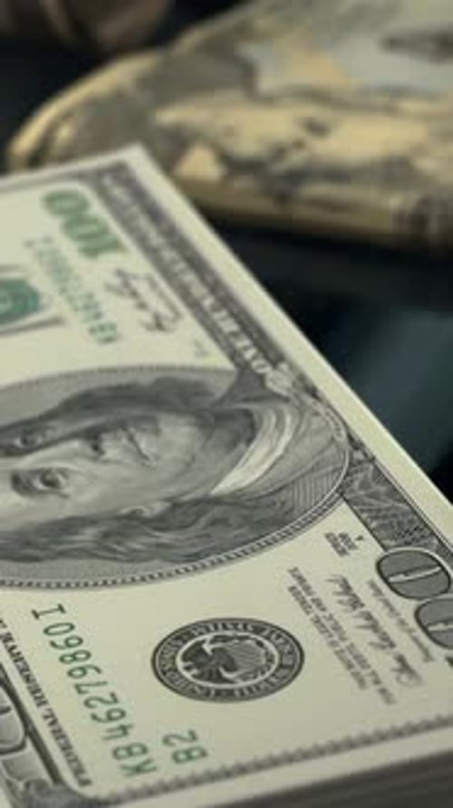 Dollar Bills Macro Blur Trading Background Vertical