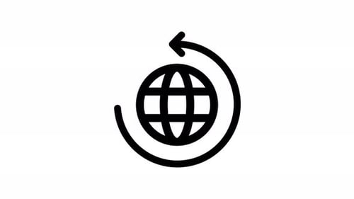 Flat Design Globe Rotating Refresh Icon Animation