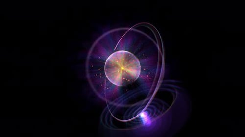 Abstract Cosmic Energy Orb with Glowing Orbiting Rings