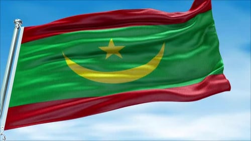 Realistic Waving Flag of Mauritania Animation