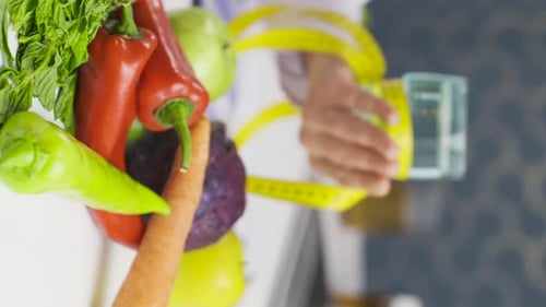 Fresh Fruit and Vegetables with Measuring Tape
