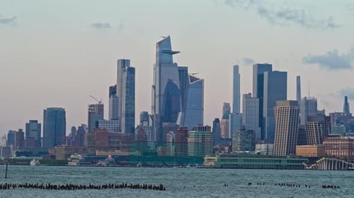 Magnificent cityscape of New York, iconic skyscrapers visible from New Jersey