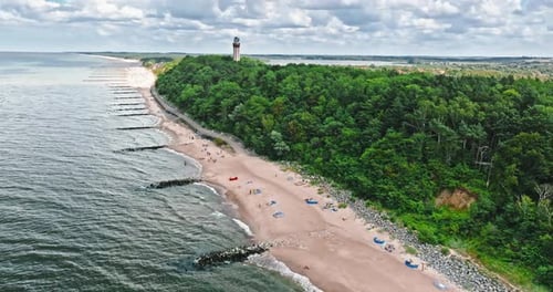 View from above coastline of the Baltic Sea in Rewal.