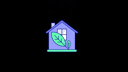 Eco-Friendly Home Icon Animation in Flat Design