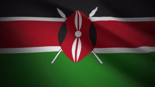Waving National Flag of Kenya with Realistic Fabric Texture