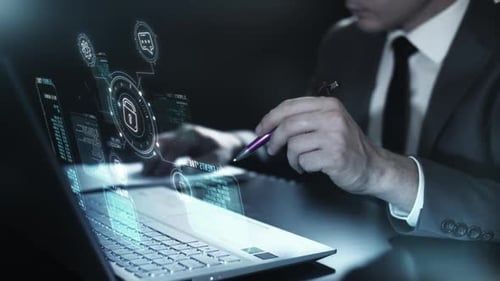 Futuristic Digital Security Holographic Interface Animation