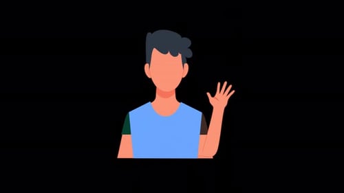 Animated Flat Design Man Waving Hand