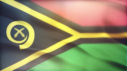 Vanuatu National Flag Waving Seamlessly in the Wind