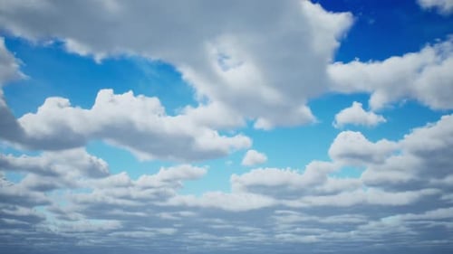 Time Lapse Of Fluffy Clouds Moving Across A Blue Sky