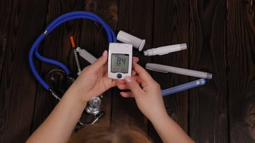 Diabetes Testing Medical Concept Overhead Shot