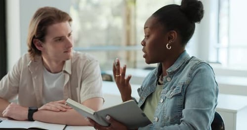 Students Collaborate and Study Together in Workplace