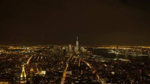 Breathtaking and Stunning Night View of the NYC Skyline Featuring Illuminated Landmarks