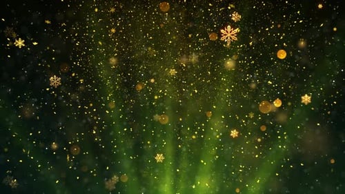 Golden Snowflakes and Particles Festive Winter Background