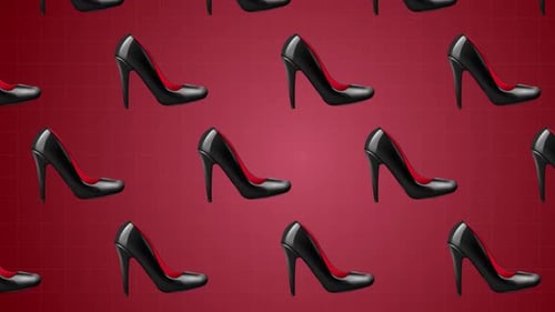 Seamless Looping Pattern of Elegant Black High Heel Shoes