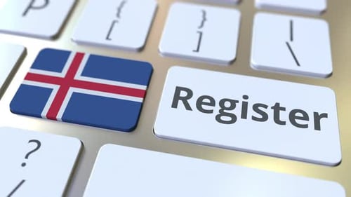 Register Text and Flag of Iceland on the Keyboard