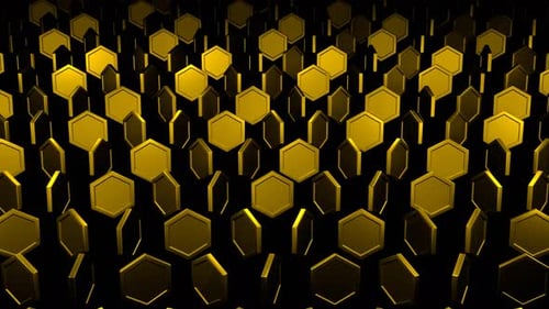 Goldener abstrakter Sechseck-Rotationshintergrund VJ Loop In 4K