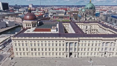 Aerial view revealing The Humboldt Forum museum , Berlin