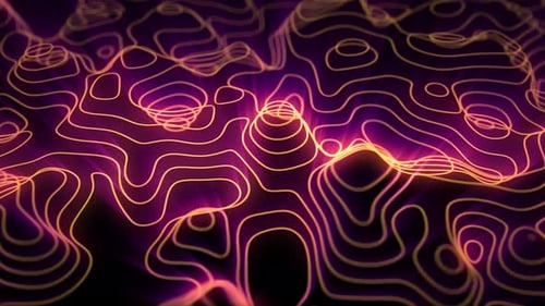 Abstract Neon Glowing Contour Lines Background Animation