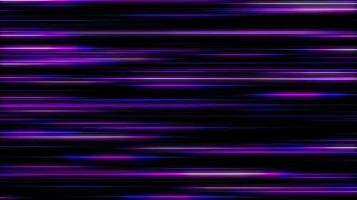 Videobewegung von lila und blauen Lichtstreifen auf schwarzem Hintergrund