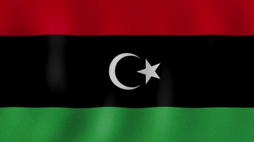Realistic Libya Flag Waving Loop with Fabric Texture
