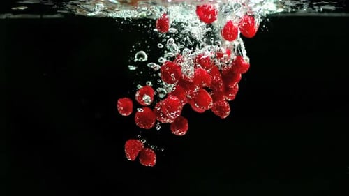 Red Currant Falling Into Water